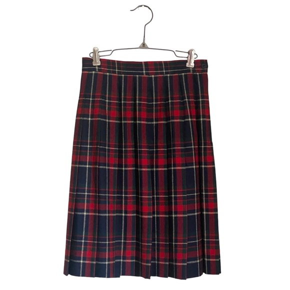Vtg Talbots Tartan Plaid Pleated Wool Skirt Size 4 Made in USA Blue Green Red - Picture 1 of 12